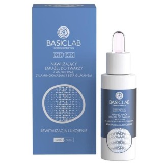 BasicLab Esteticus moisturizing Emu-Facial Gel with 4% Ectoine, Amino Acids and Beta-Glucan revitalizing and soothing 30 ml