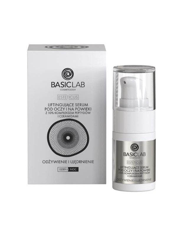 BasicLab Esteticus Liftend Oog- en Serum met 10% Peptiden Complex en Ceramiden voedend en verstevigend 15 ml