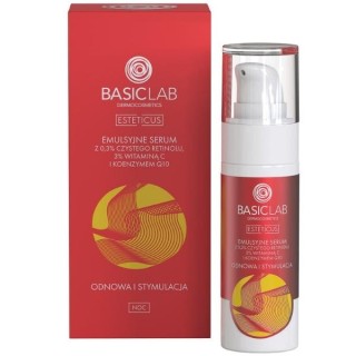 BasicLab Esteticus emulsie serum met 0,3 3% pure retinol, 3% vitamine C voor vernieuwing en stimulatie 30 ml