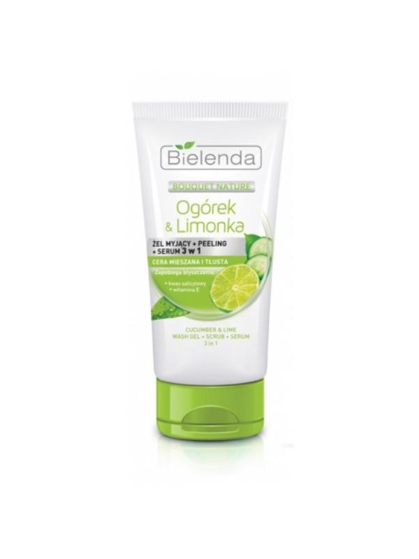 Bielenda Cucumber and Lime 3in1 Washing Gel + Peeling + Serum 150 ml