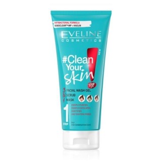 Eveline Clean Your skin 3in1 reinigingsgel, masker en scrub 200 ml