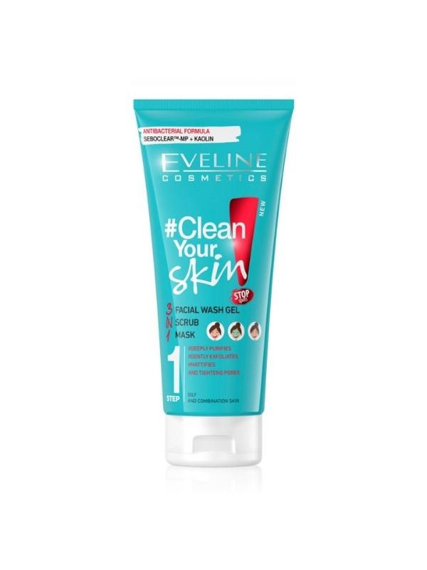 Eveline Clean Your skin 3in1 reinigingsgel, masker en scrub 200 ml