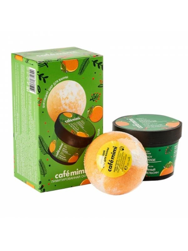 Cafe Mimi Set Spicy Citrus Body cream 110 ml + sprankelende bath bomb 120 g