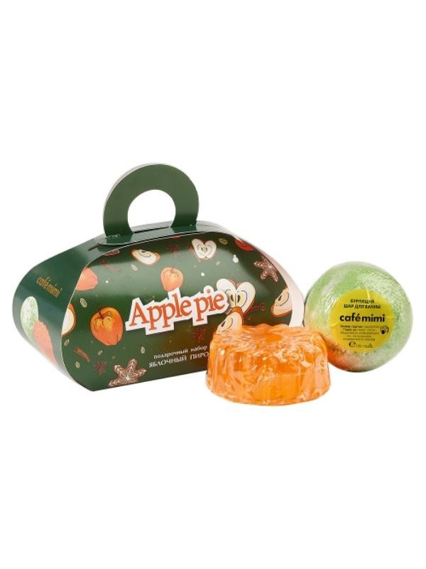 Cafe Mimi Set Apple Pie Glycerin Soap 80 g + Sparkling Bath Ball 120 g