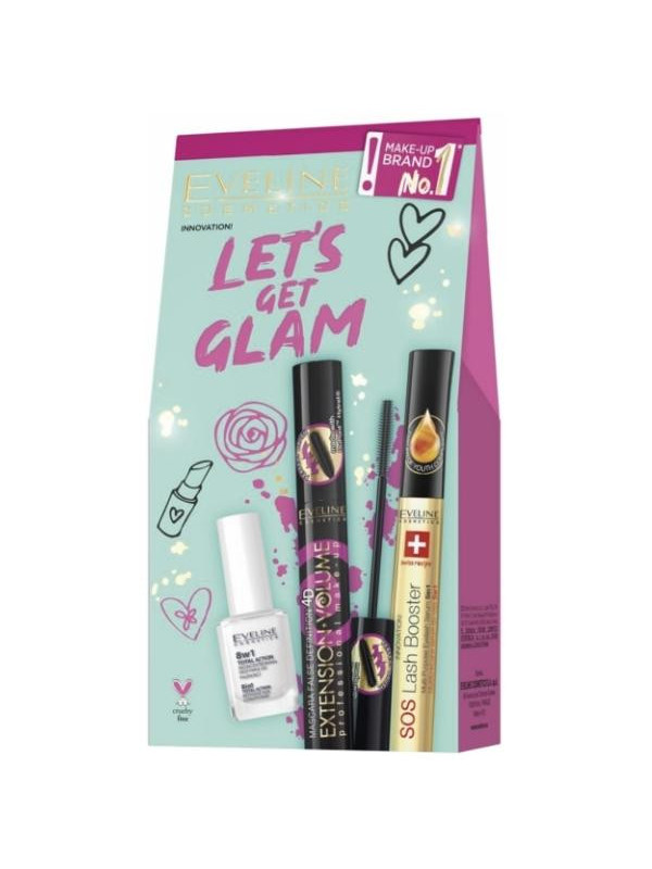 Eveline Let's Get Glam Gift Set Mascara + Nagelconditioner + Wimperconditioner