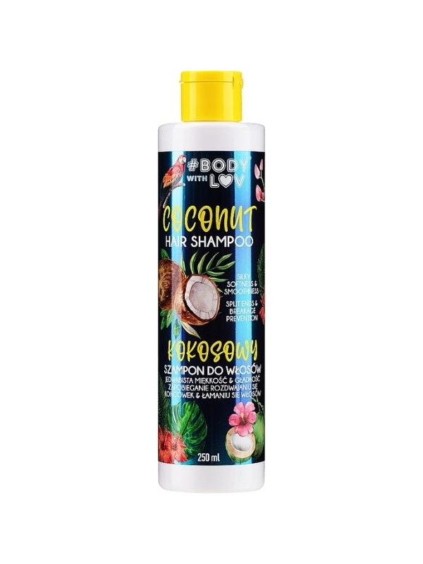 Body with Lov Coconut Hair Shampoo Silky softness and smoothness 250 ml