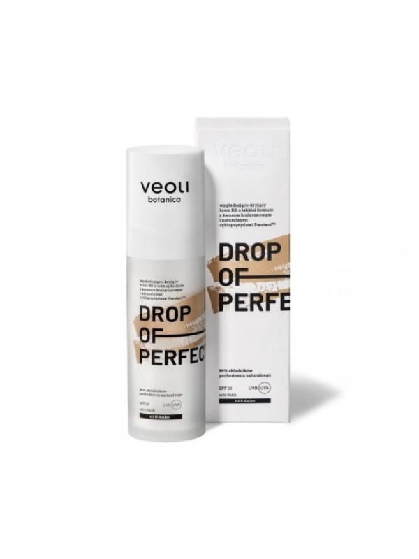 Veoli Botanica Drop of Perfection SPF20 gladmakende en dekkende BB cream met een lichte formule /4.0/ Amber 30 ml