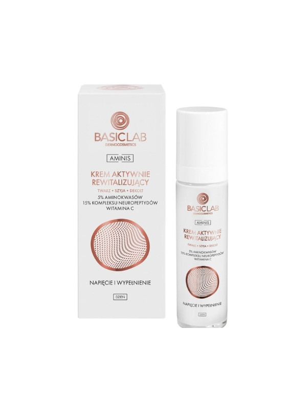 BasicLab Aminis Actief revitaliserende dagcrème voor gezicht, hals en decolleté 5 % Aminozuren 50 ml