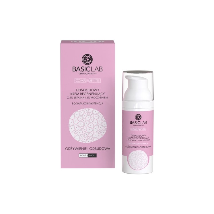 BasicLab Complementis Ceramide Regenererende Crème met 5 % Betaïne en 3% Ureum met een rijke consistentie 50 ml