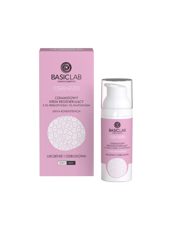 BasicLab Complementis Ceramide Regenerating Cream with 5 % Prebiotic and 3% Panthenol with a light consistency 50 ml