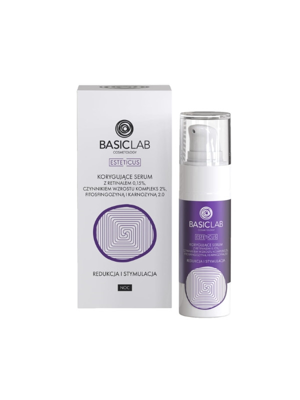 BasicLab Esteticus Corrective Serum with Retinal 0.15%, Growth Factor Compeks 2%, Phytosphingosine and Carnosine 2.0 30 ml