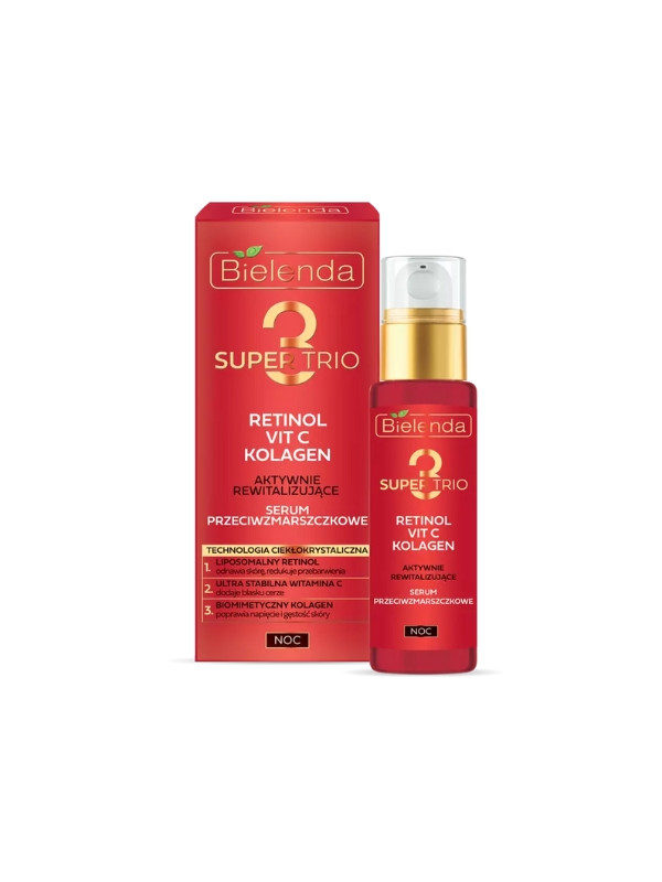 Bielenda Super Trio Retinol + Vit C + Collageen Actief revitaliserend anti-rimpel Serum 30 ml