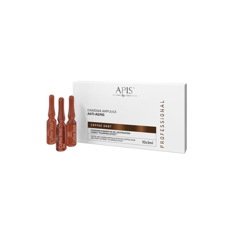 Apis Coffee Shot Coffee Ampoule Anti-aging with caffeic acid and poppy seed extract "Plumping Effect" 10 x 3, 5 ml