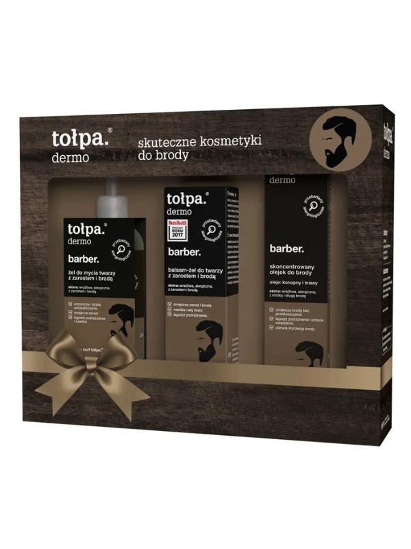 Tołpa Barber Gezichtswasgel + Gezichtsgel-balsem + Baardolie 40 ml