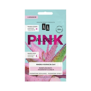 AA Aloe Pink hydraterend en verhelderend gezichtsmasker dag+nacht behandeling 2x4 g