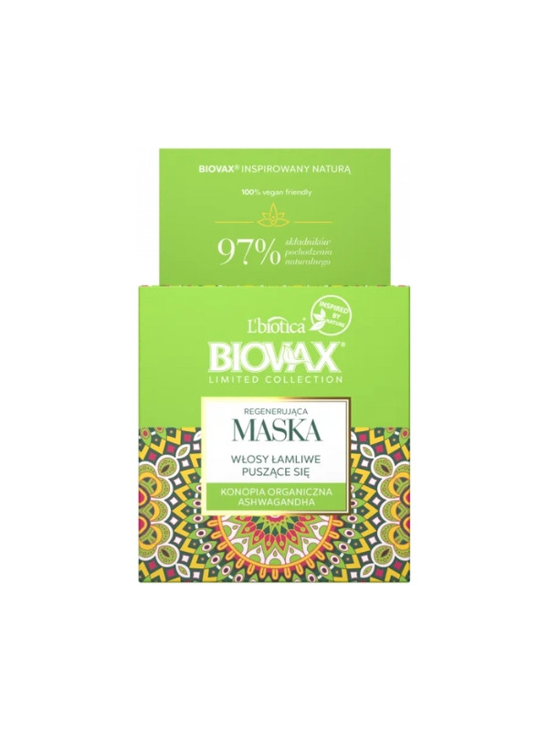 Biovax Limited regenererend haarmasker Biologische hennep en Ashwagandha 250 ml