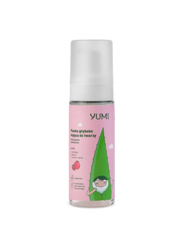 Yumi Diep reinigend gezichtsschuim intensieve hydratatie Framboos en Granaatappel 180 ml