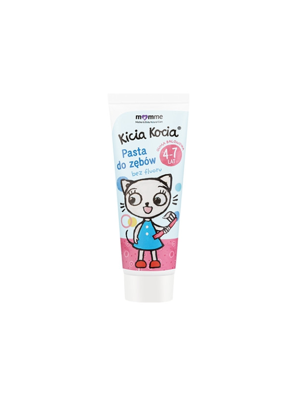 Momme Mother & Baby Natural Care Kitty Cat Toothpaste with Fluoride 4-7 Years Bubble Gum 50 ml