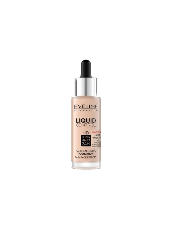 Eveline Liquid Control Foundation in een druppelaar /002/ Soft Porcelain 32 ml