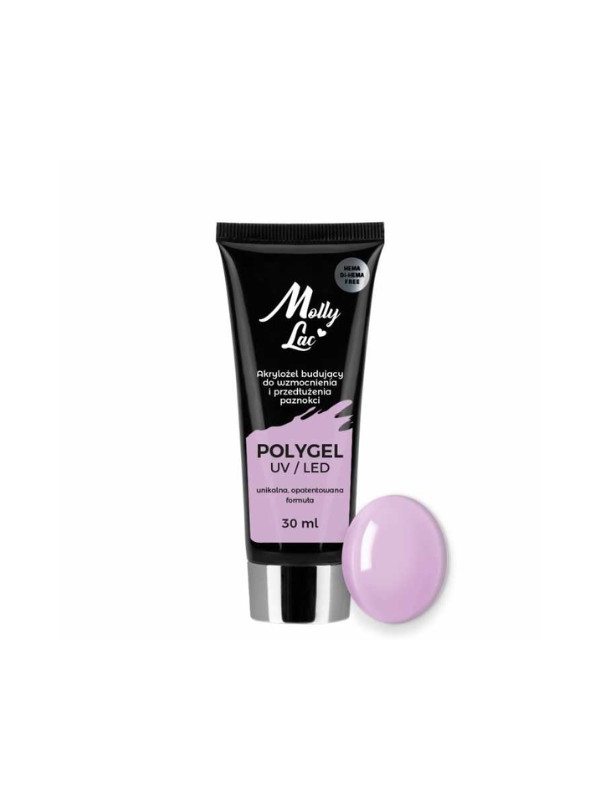 MollyLac PolyGel Building acrylic gel for strengthening and extending nails Wild Orchid 30 ml