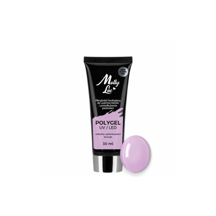 MollyLac PolyGel Building acrylic gel for strengthening and extending nails Wild Orchid 30 ml