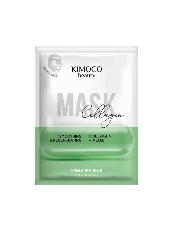 Kimoco Beauty Smoothing and Regenerating Face Sheet Mask with Collagen and Aloe Vera 23 ml