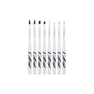 A set of Brushes for gel, acrylic and decorations Zebra 8 pieces