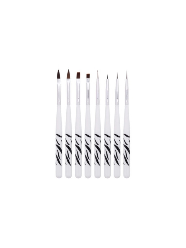 A set of Brushes for gel, acrylic and decorations Zebra 8 pieces