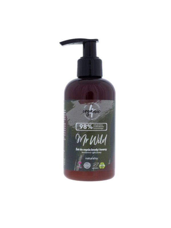 4Organic Mr Wild Baard- en gezichtswasgel voor mannen kruidig-citrus 200 ml