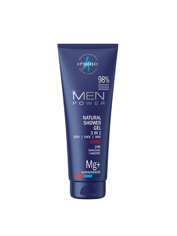 4Organic Men Power natural shower gel for men 3in1 Sport 250 ml