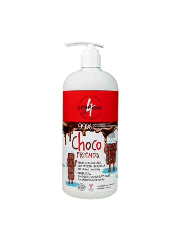 4Organic Choco Friends natural washing and bathing gel for children and family 1000 ml