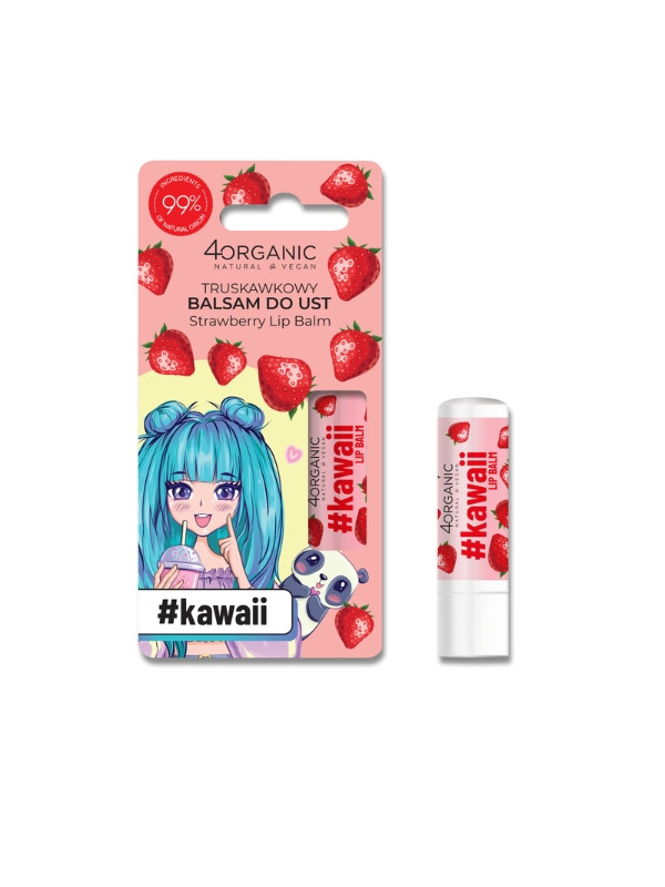 4Organic Kawaii Natuurlijke Lippenbalsem Strawberry 5 g