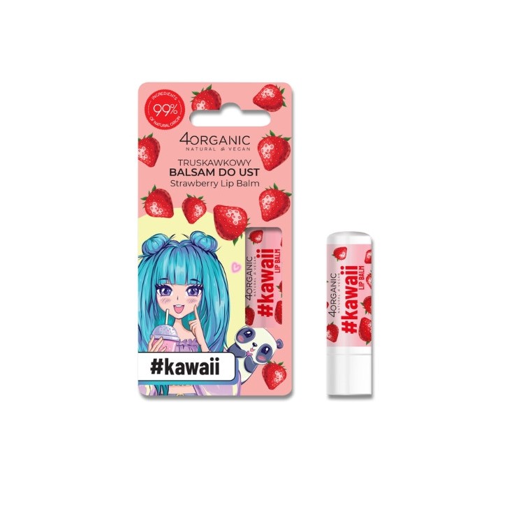 4Organic Kawaii Natural Lip Balm Strawberry 5 g