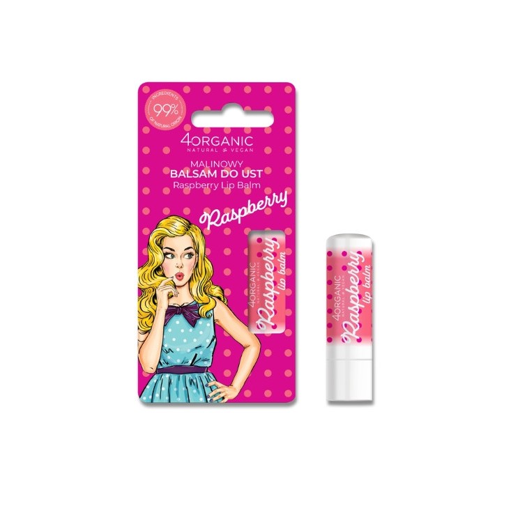 4Organic Pin-up Girl Natural Raspberry Lip Balm 5 g