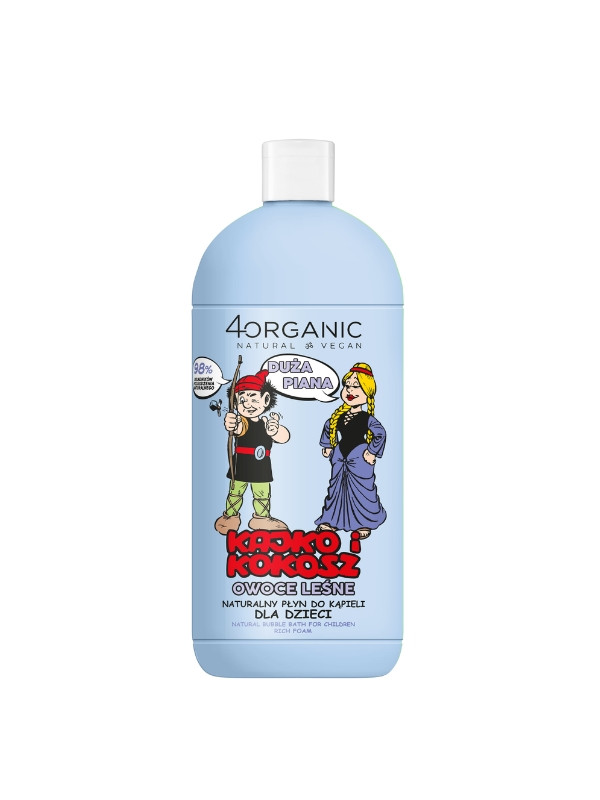 4Organic Kajko i Kokosz Natuurlijk Badschuim voor Kinderen Groot Schuim Bosvruchten 500 ml