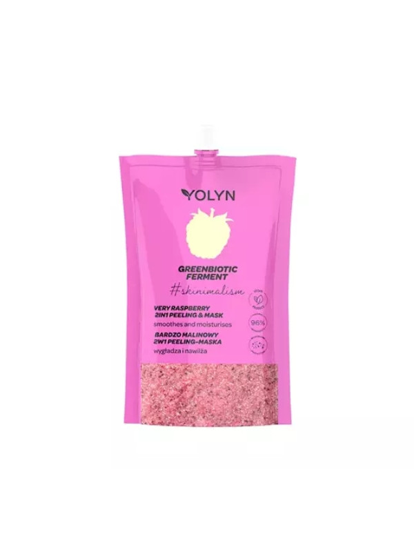 Yolyn Peeling - gezichtsmasker 2in1 Zeer Framboos 50 ml