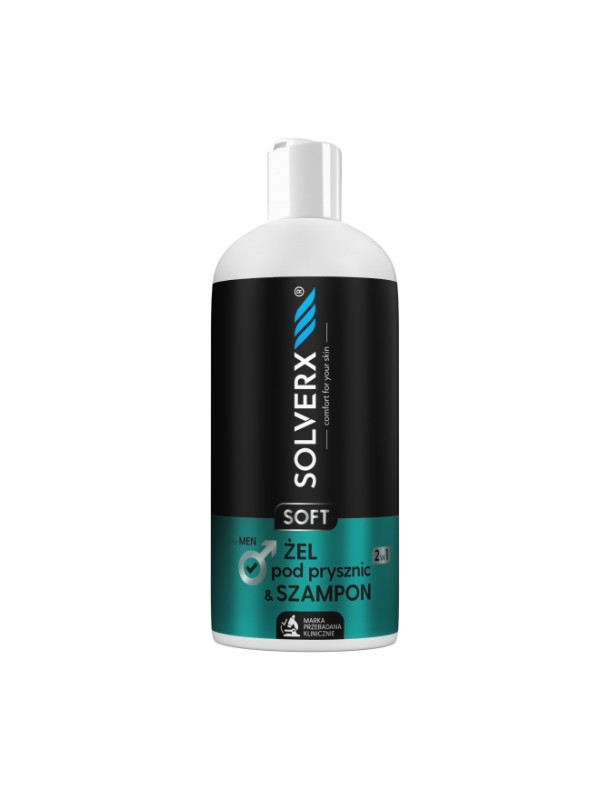 Solverx for Men Soft 2in1 Gel & Shampoo voor mannen voor de gevoelige huid 400 ml