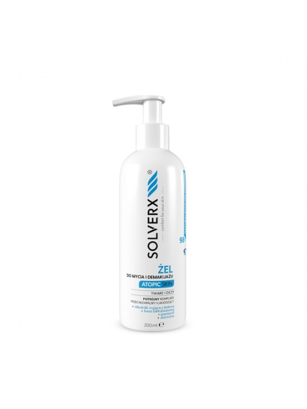 Solverx Atopic Skin Was- en make-upverwijderende gel voor atopische huid 200 ml