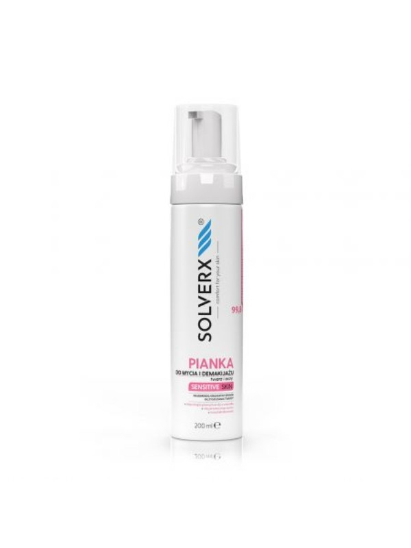 Solverx Sensitive Skin Foam voor het wassen en verwijderen van make-up 200 ml