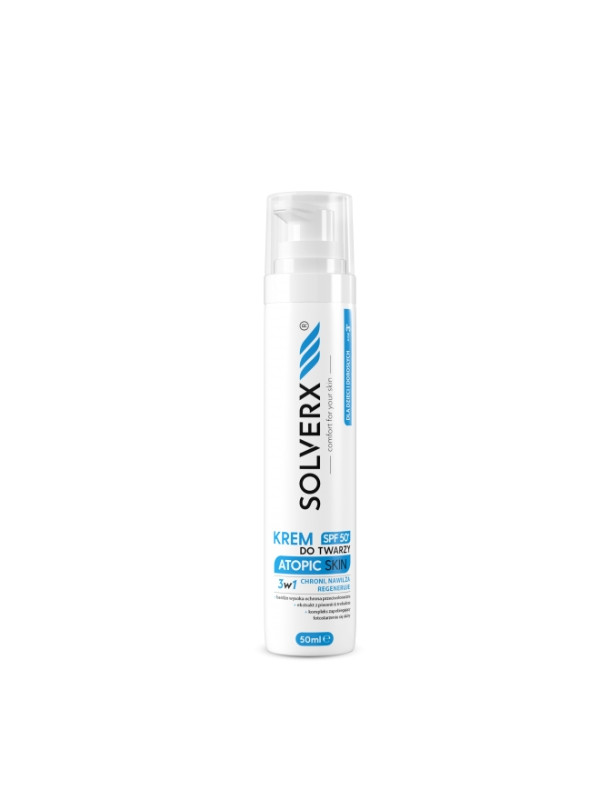 Solverx Atopic Skin Gezichtscreme met SPF50 + voor atopische huid 50 ml