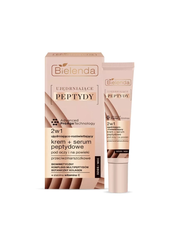 Bielenda Ujędrniające Peptydy Oog- en ooglidcrème - serum 2in1 verstevigend en verhelderend 15 ml