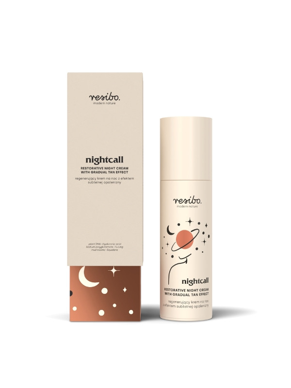 Resibo Nightcall regenererende gezichtscrème voor de nacht met het effect van een subtiele bruine kleur 50 ml