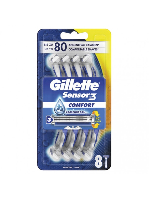 Gillette Sensor3 Comfort Razors with three blades 8 pieces