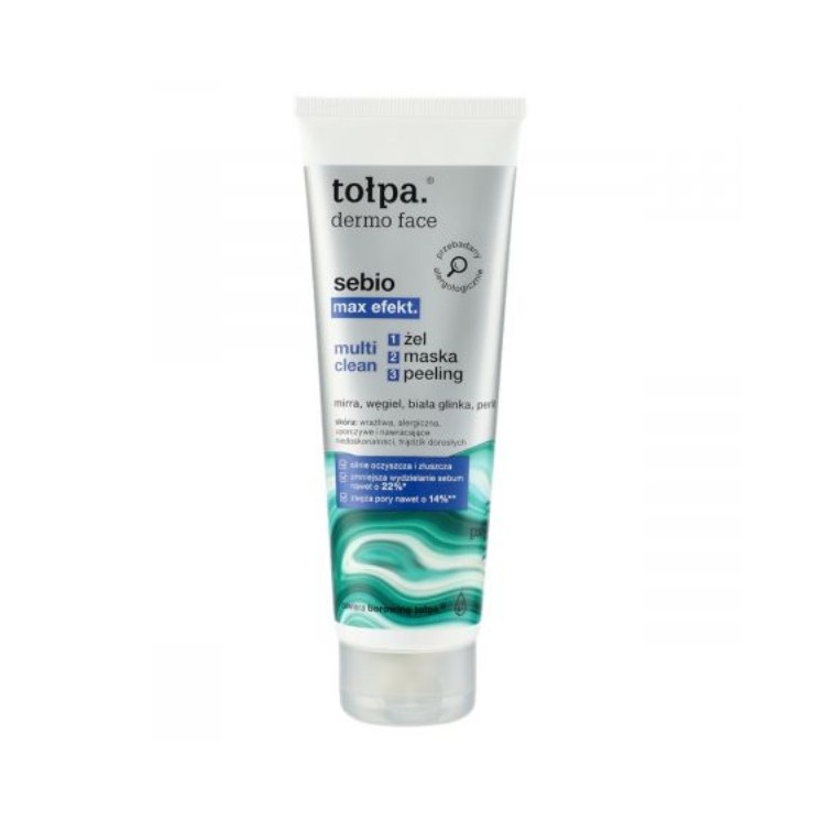 Tołpa Dermo Face Sebio Max Effect. Multi Clean 3in1 Gel, mask, face peeling 100 ml