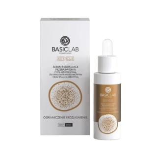 BasicLab Esteticus Serum dat verkleuring vermindert met 10% Azeloglycine, 3% Tranexaminezuur en 2% Alpha Arbutin 30 ml