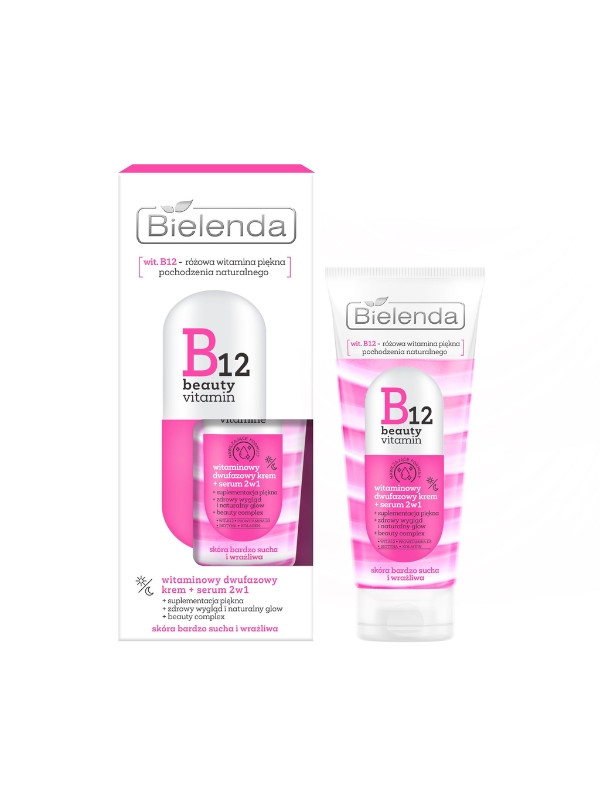 Bielenda B12 Beauty Vitamine 2-fase, vitamine Crème + serum 2in1 dag/nacht 45 g