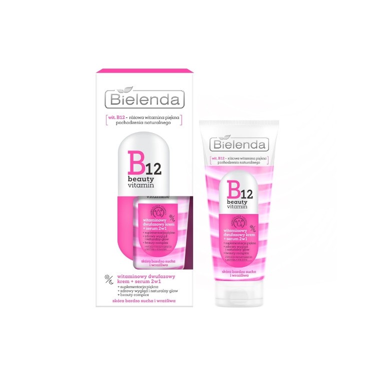 Bielenda B12 Beauty Vitamine 2-fase, vitamine Crème + serum 2in1 dag/nacht 45 g