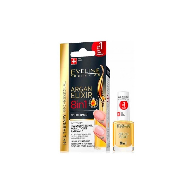 Eveline Professional Nail Therapy Argan Elixir 8in1 regenerating oil for cuticles and nails 12 ml