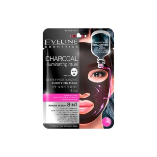 Eveline Charcoal 8in1 Cleansing face mask in a sheet, 1 piece