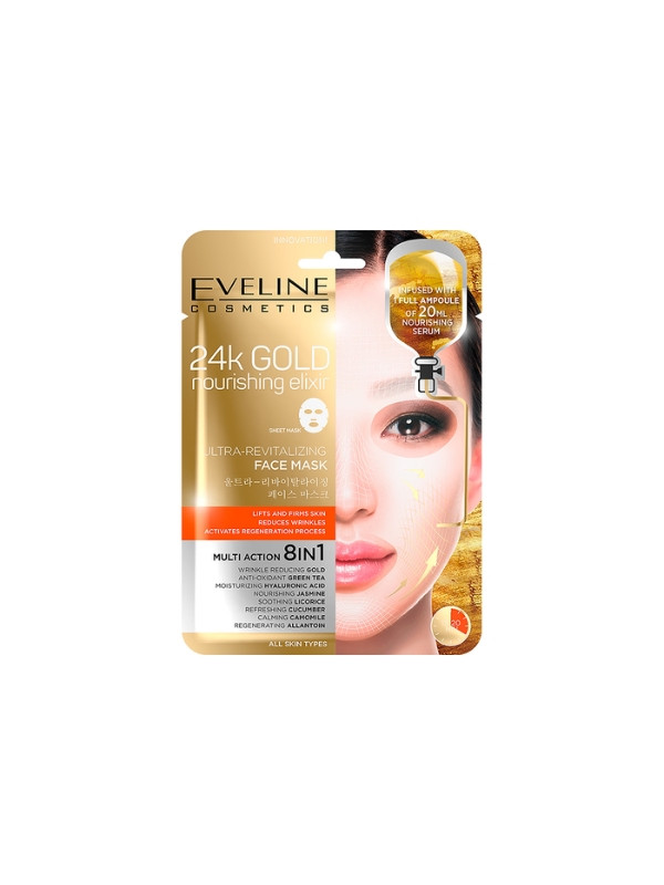 Eveline 24k Gold 8in1 ultra-revitaliserende sheet gezichtsmasker 1 stuk